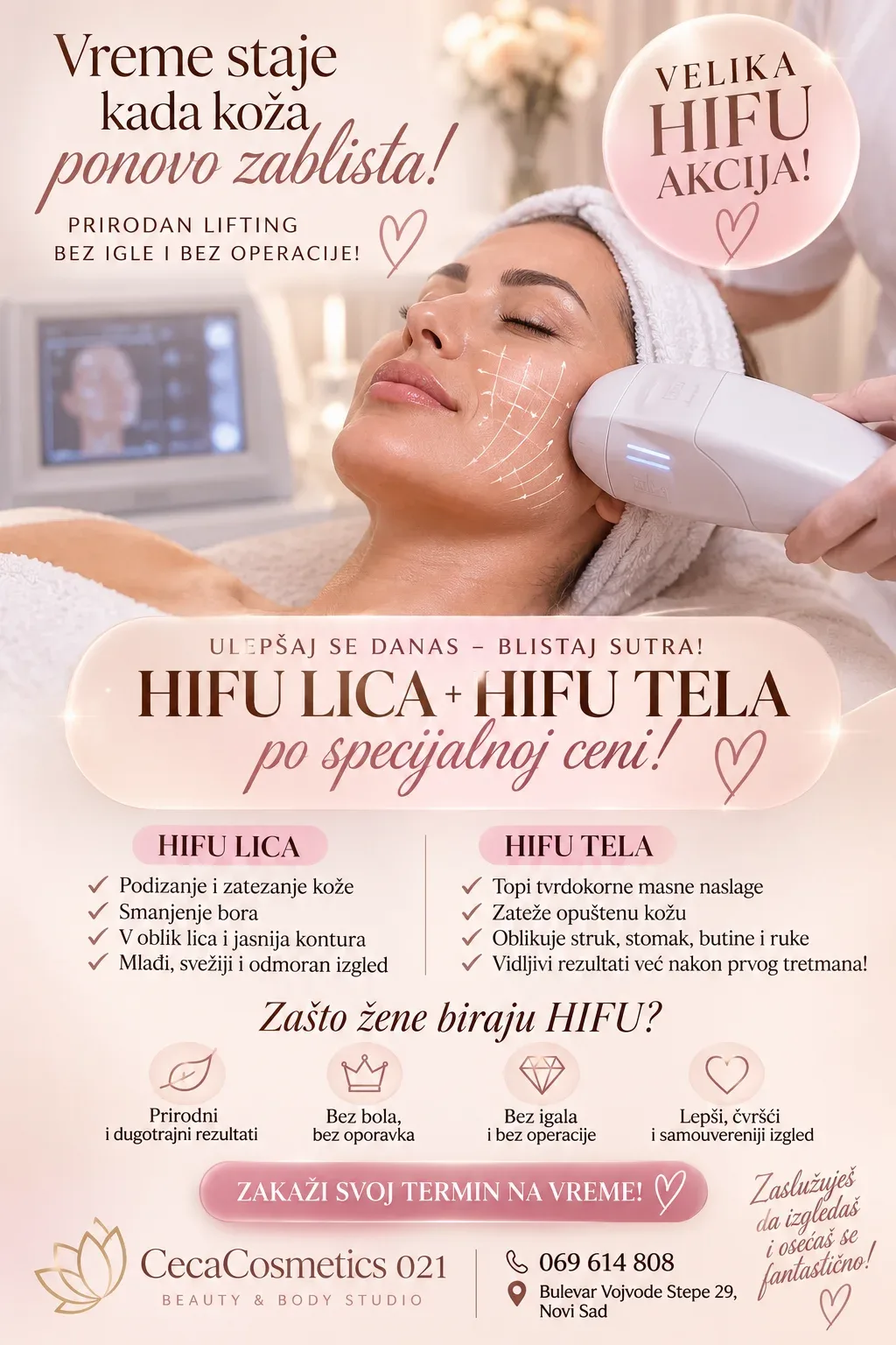 HIFU lica i HIFU tela u salonu Cecacosmetics